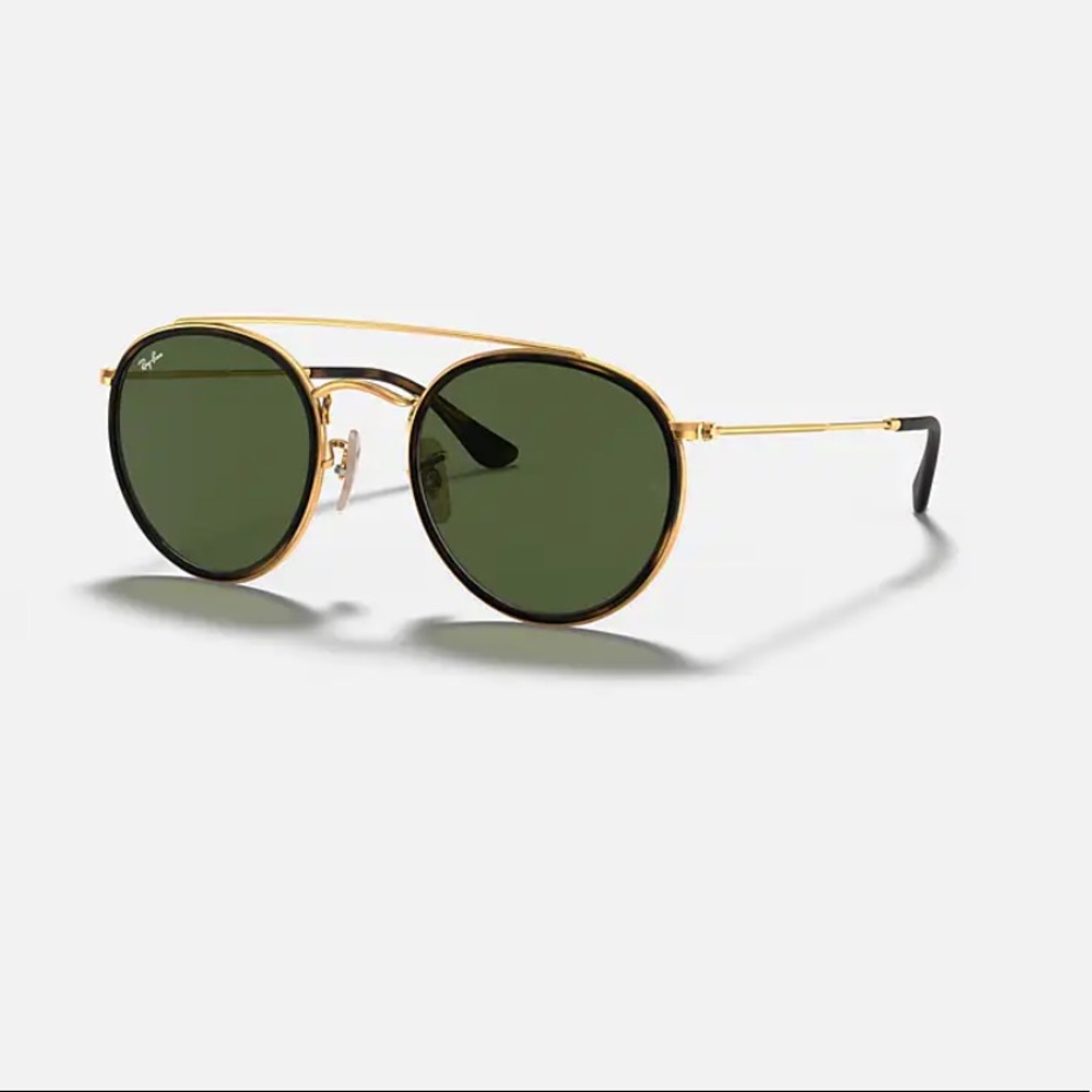 Ray-Ban Round Double Bridge in Gold & Green
